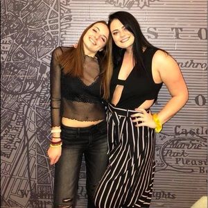 black red and white striped pants